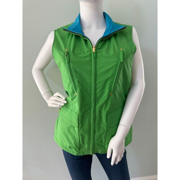 Vintage Ralph Lauren Green Blue Reversible Utility Vest with Pockets size M - Picture 6 of 12